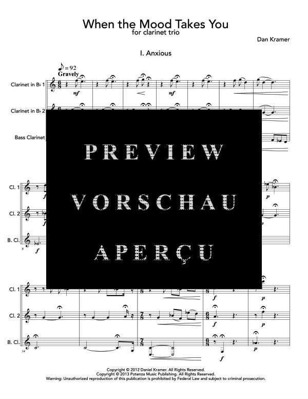 Product gallery: Page 5 of 11 When The Mood Takes You, , (Clarinet Trio)