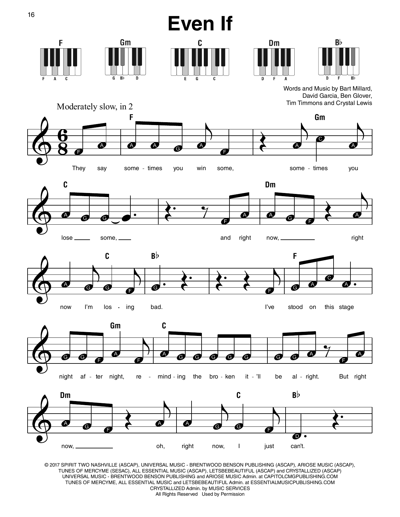 Produktgalerie: Seite 1 von 1 Even If, MercyMe, Klavier