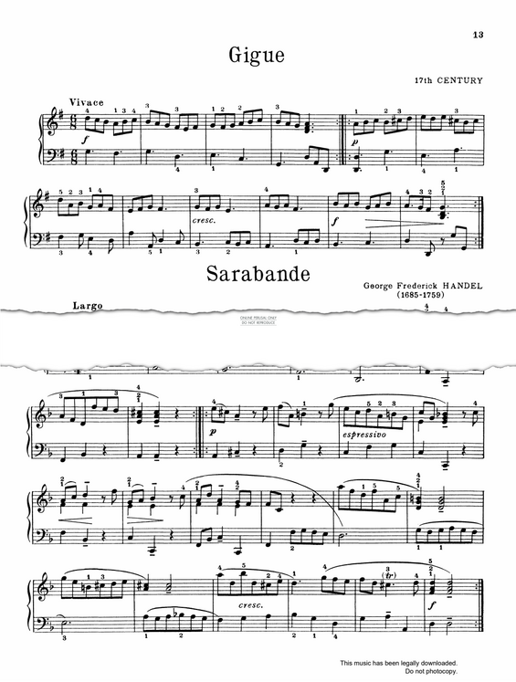 Produktgalerie: Seite 1 von 1 Sarabande, George Frideric Handel, Klavier