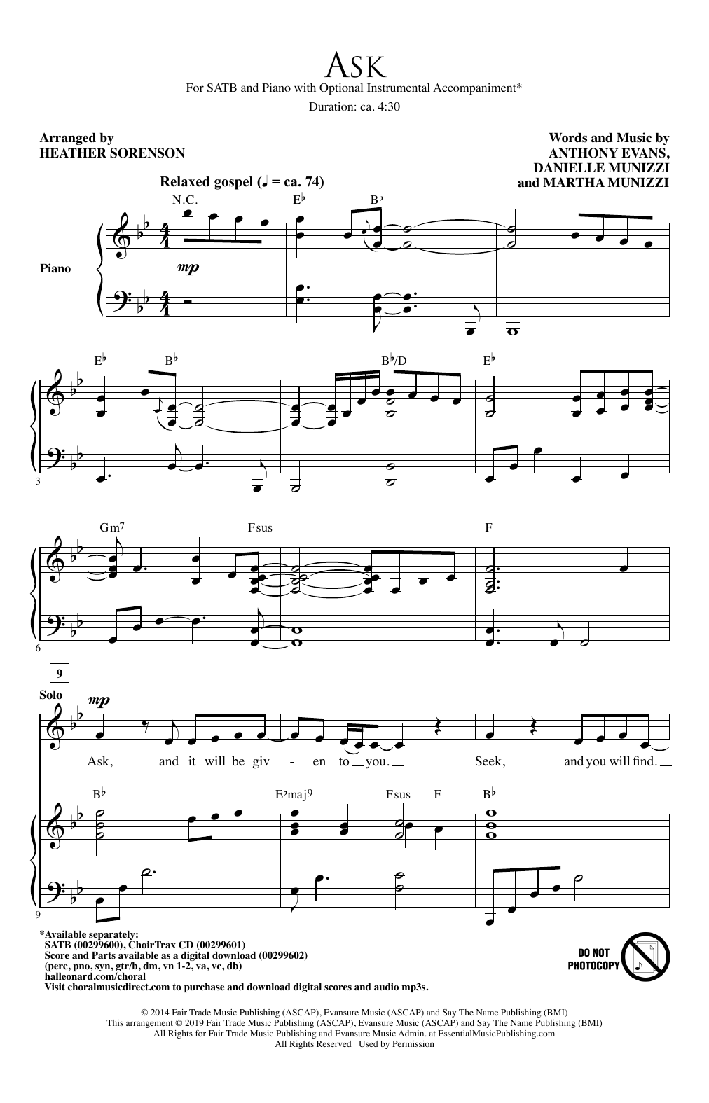Produktbild zu: Ask (arr. Heather Sorenson)