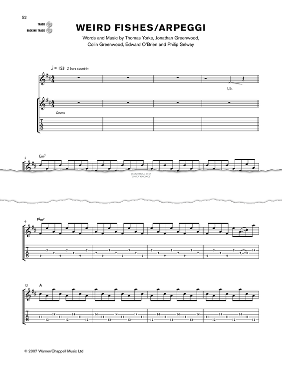Produktgalerie: Seite 1 von 1 Weird Fishes/Arpeggi, Radiohead, Gitarre