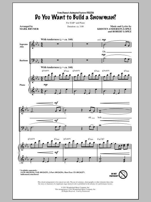 Product gallery: Page 1 of 1 Do You Want To Build A Snowman? (from Frozen) (arr. Mark Brymer), Kristen Bell, Agatha Lee Monn & Katie Lopez
