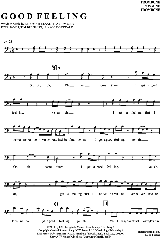 Product gallery: Page 1 of 5 Good Feeling , Flo Rida, (Posaune / Bariton)