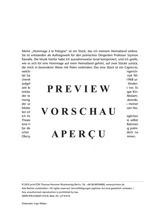 Product gallery: Page 3 of 21 Hommage à la Pologne (2015) , ,  (ensemble for violin solo, piano, flute, clarinet + string quintet)