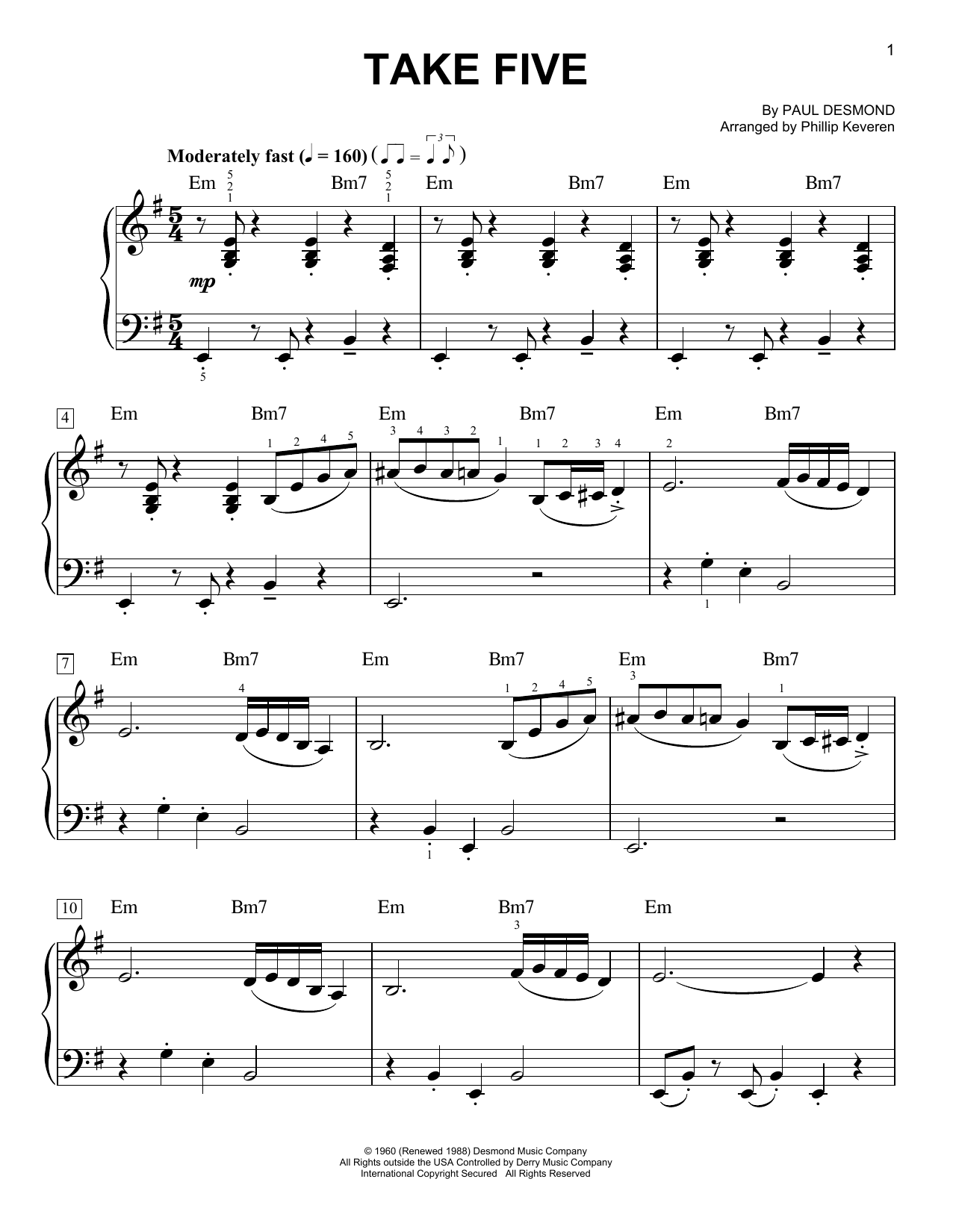 Product gallery: Page 1 of 1 Take Five (arr. Phillip Keveren), Paul Desmond