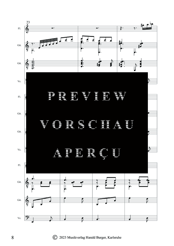 gallery: Fünf Stücke (Nach Zeichnungen von Oskar Kokoschka), , Gemischtes Ensemble für Flöte, 2 Gitarren und Violoncello - Partitur