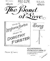 cover: The Bond Of Love, Dorothy Forster, Gesang, Klavier