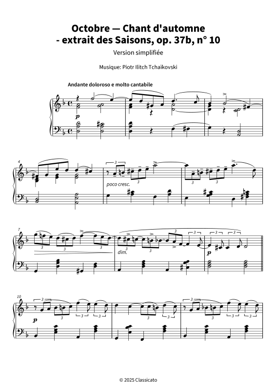 gallery: Octobre - Version simplifiée, , (Klavier Solo)