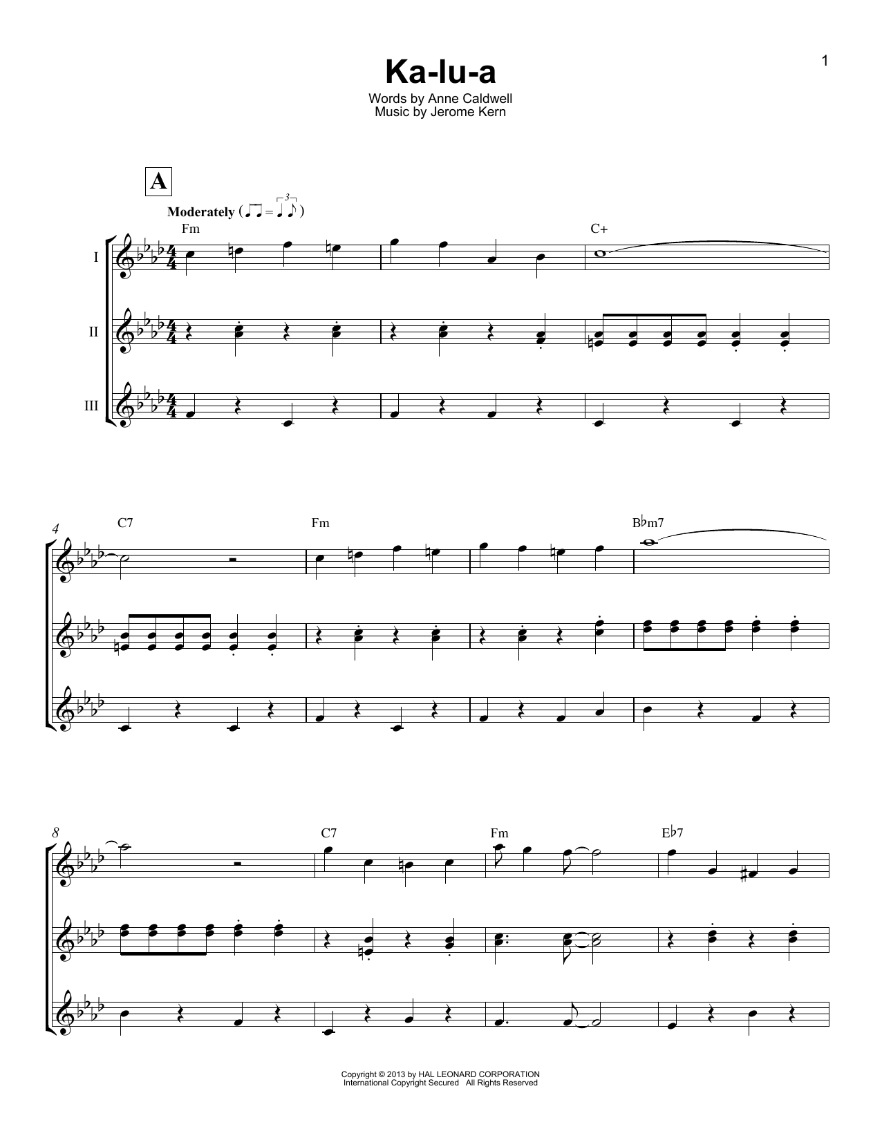 Product gallery: Page 1 of 1 Ka-lu-a, Jerome Kern