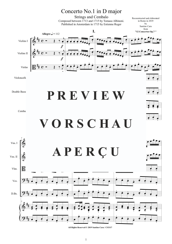 Product gallery: Page 2 of 11 Concerto No.1 in D-Dur Op.7, , String Ensemble and Harpsichord