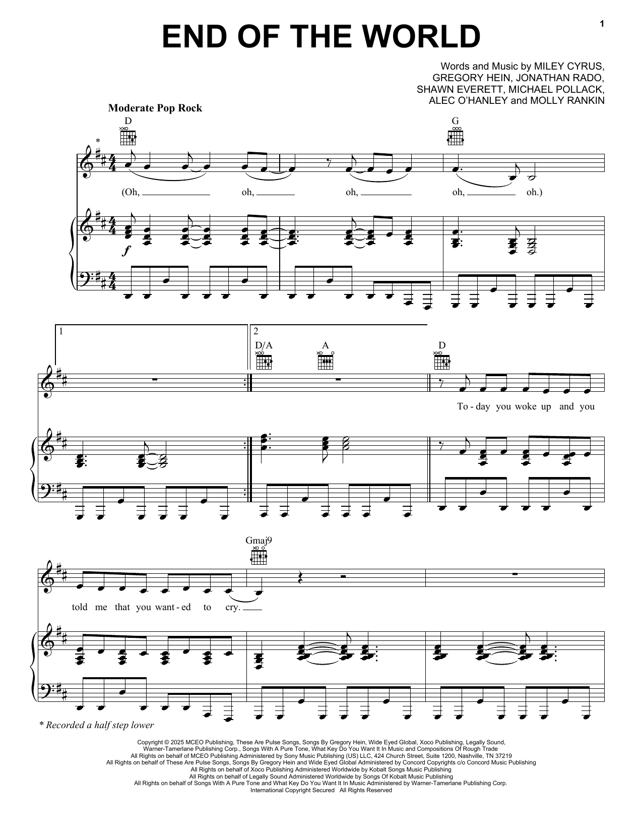 Product picture to:  End Of The World - Miley Cyrus