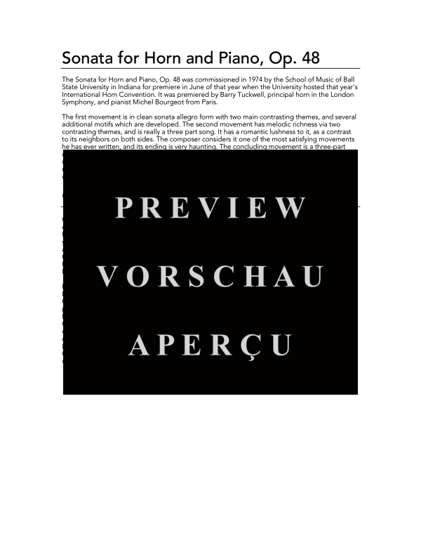 Produktgalerie: Seite 4 von 11 Sonata, Op. 48, , (Horn in F und Klavier)