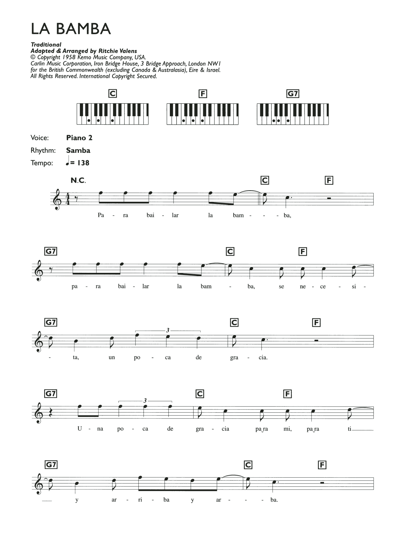 Produktgalerie: Seite 1 von 1 La Bamba, Los Lobos, Klavier