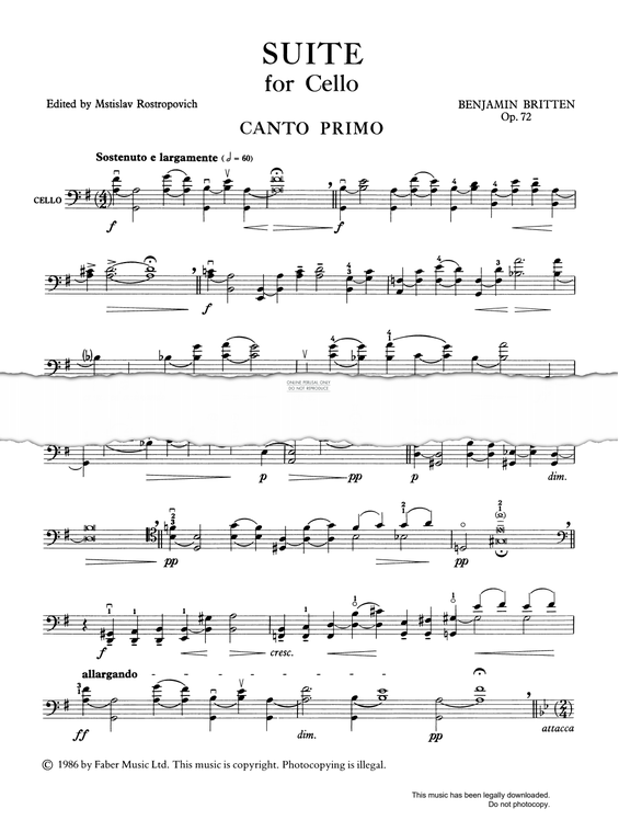 Produktgalerie: Seite 1 von 1 Suite For Cello, Op.72, Benjamin Britten, Violoncello