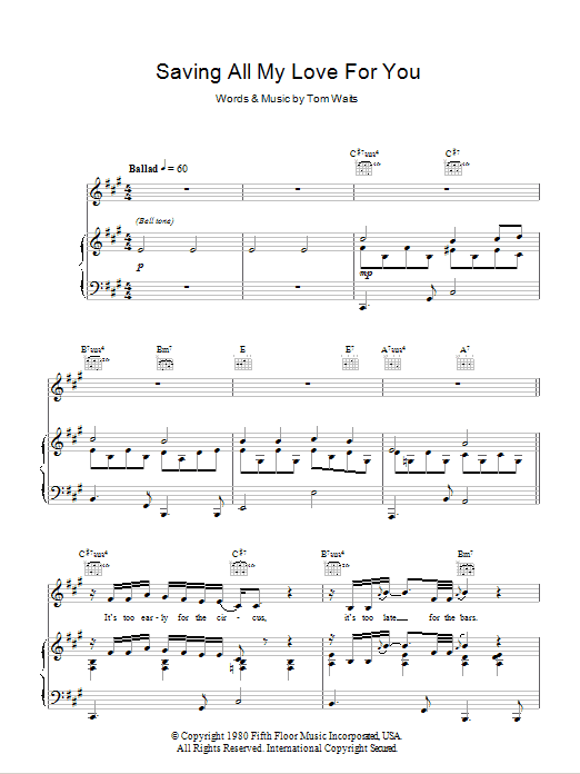 Produktgalerie: Seite 1 von 1 Saving All My Love For You, Tom Waits, Gesang, Gitarre, Klavier
