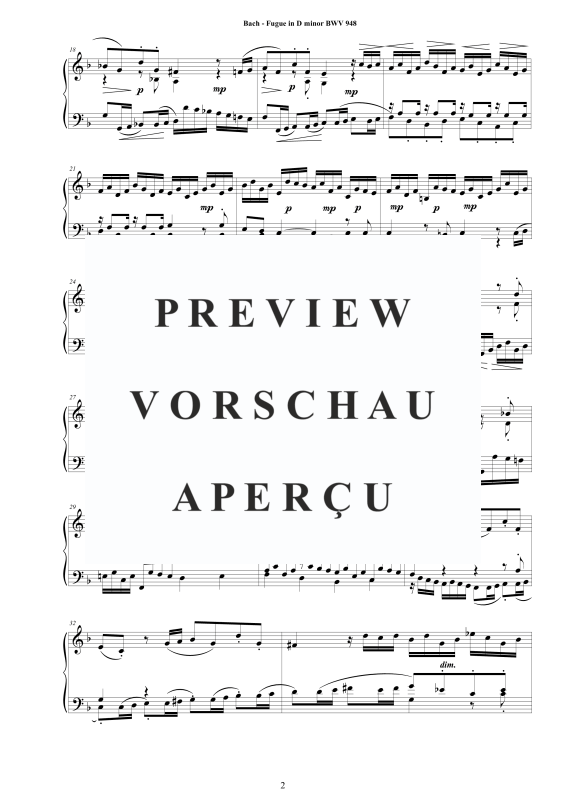 Product gallery: Page 3 of 8 Fugue in D minor BWV 948, , Solo Piano