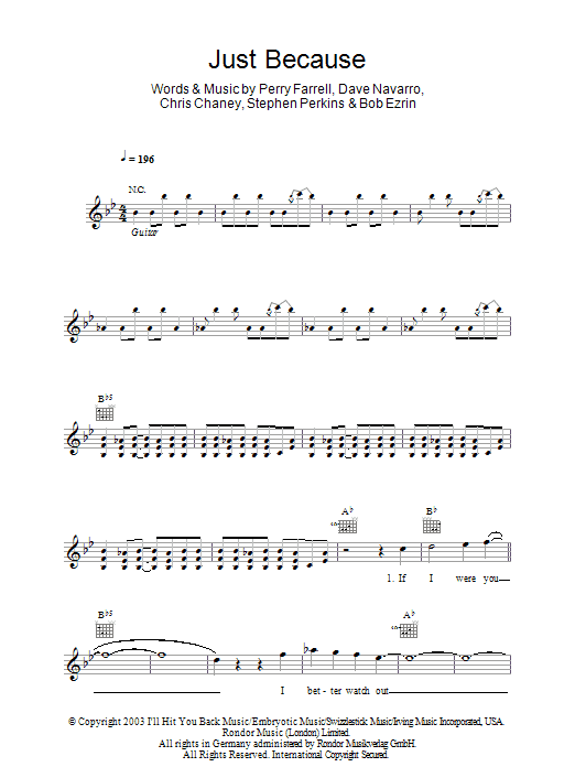 Produktgalerie: Seite 1 von 1 Just Because, Jane's Addiction, Melodieinstrument