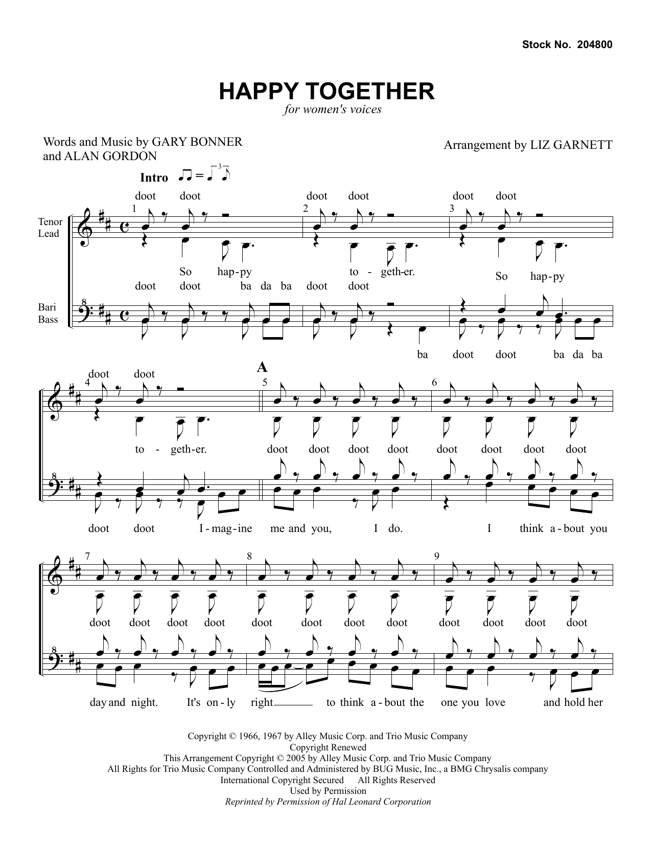 Product gallery: Page 1 of 1 Happy Together (arr. Liz Garnett), The Turtles