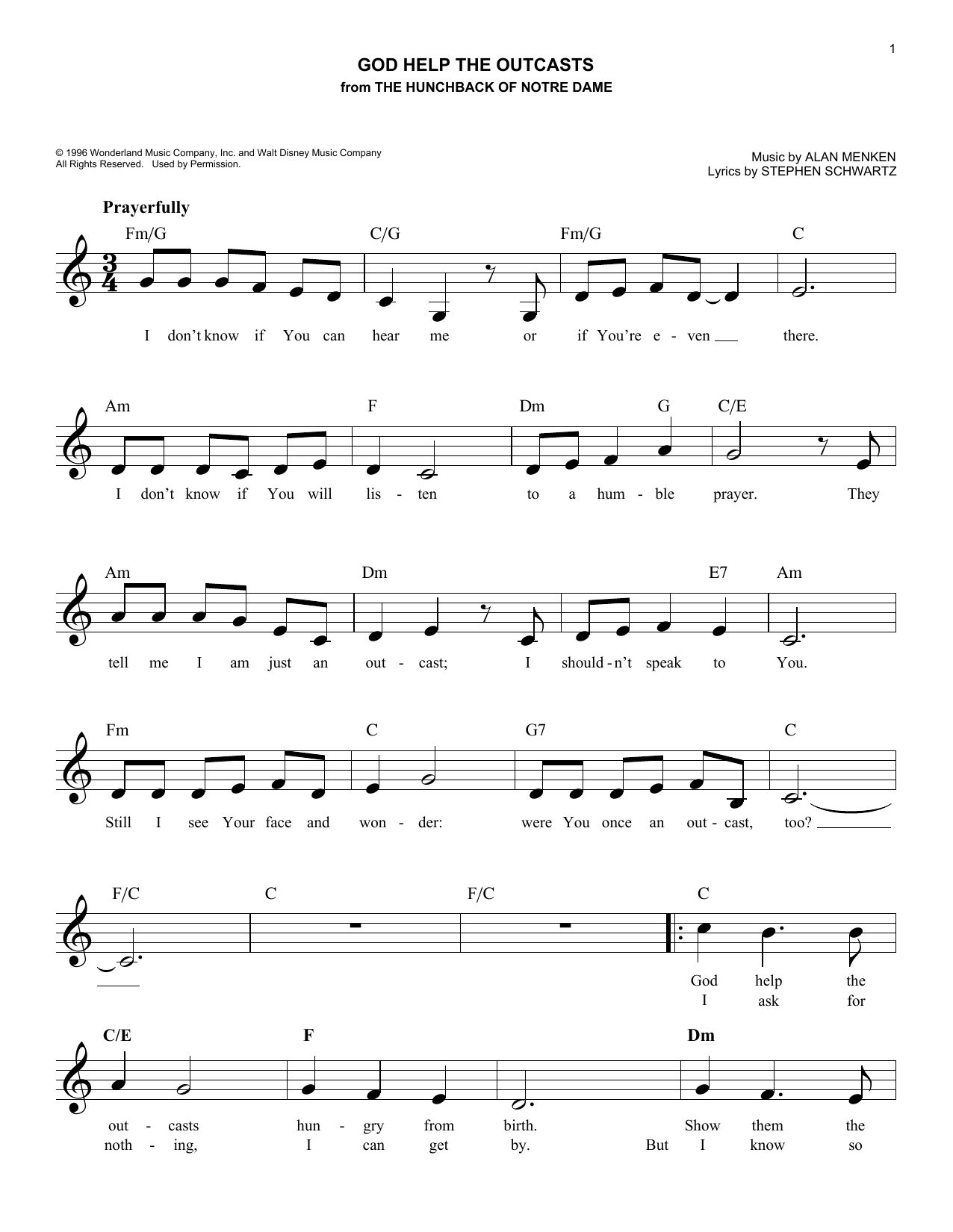 Produktbild zu: God Help The Outcasts (from The Hunchback Of Notre Dame)