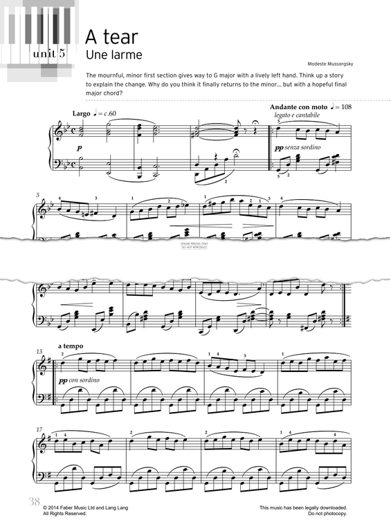 Produktgalerie: Seite 1 von 1 A Tear (Une larme), Modest Mussorgsky, Klavier