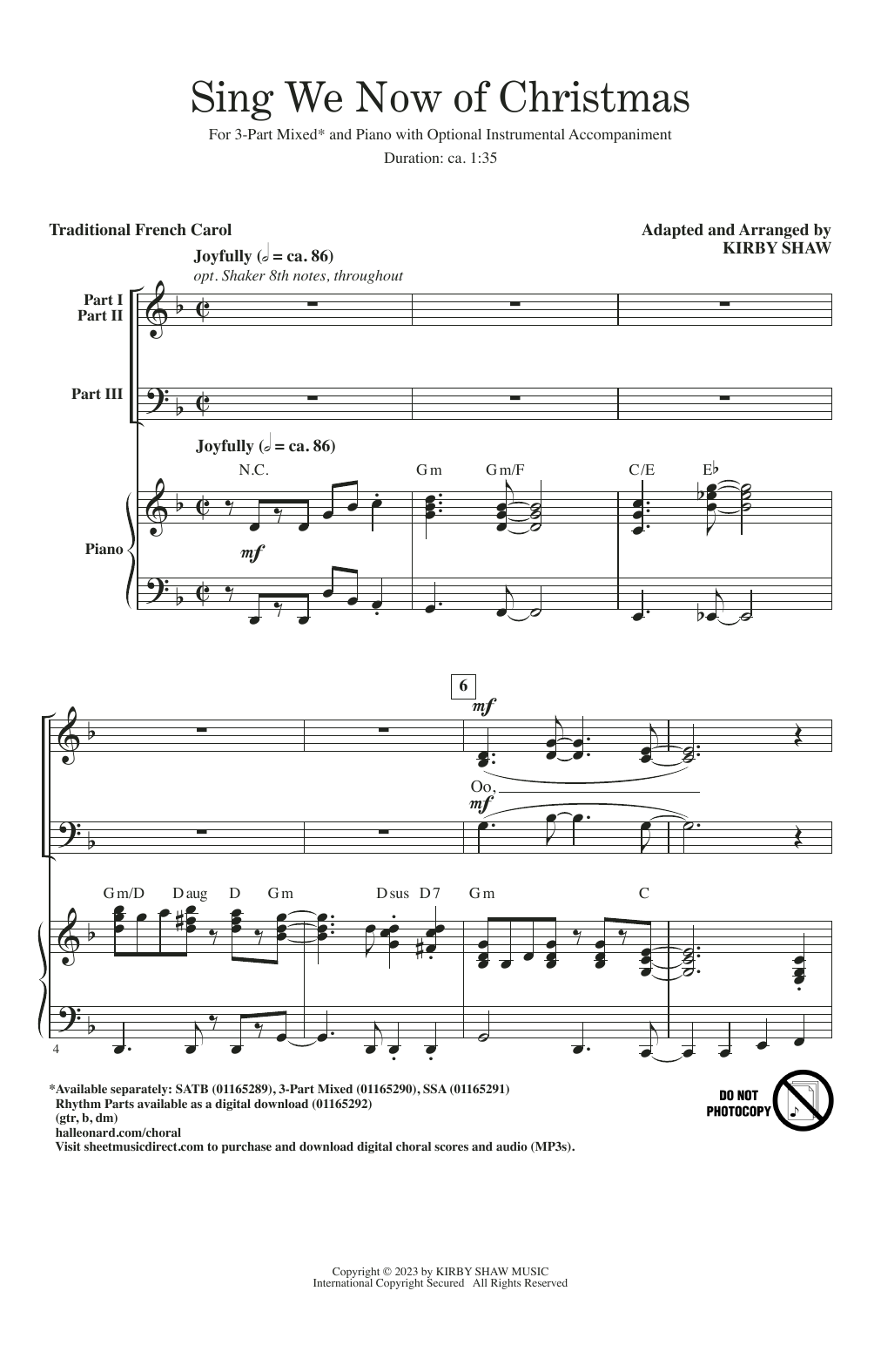 Product picture to: Sing We Now Of Christmas (arr. Kirby Shaw)