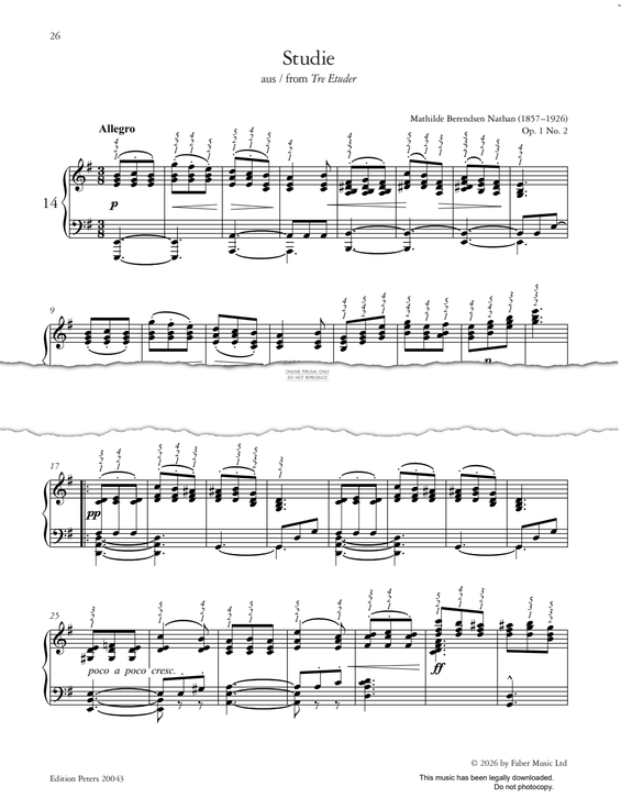 Produktgalerie: Seite 1 von 1 Studie (from 'Tre Etuder, Op.1, No.2'), Mathilde Berendsen Nathan, Klavier