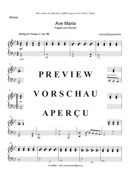 Product gallery: Page 6 of 7 Ave Maria , , (bassoon + piano)