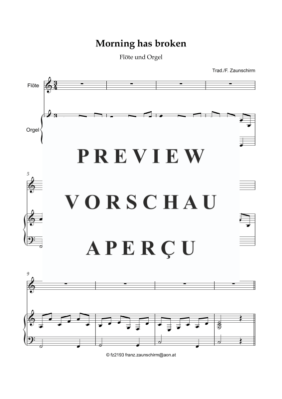 gallery: Morning has broken, , Transverse Flute and Organ