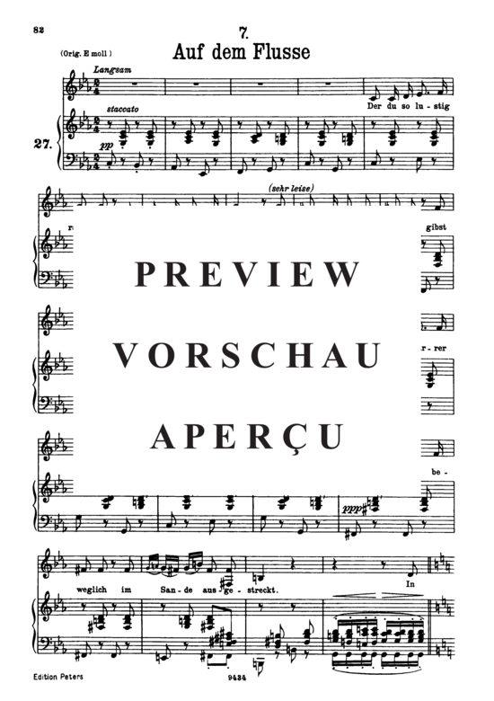 Produktgalerie: Seite 2 von 5 Auf dem Flusse D.911-7 in C-Moll (Winterreise), , Gesang tief und Klavier