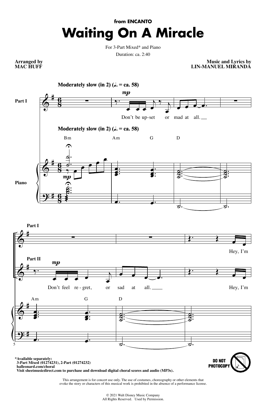 Produktbild zu: Waiting On A Miracle (from Encanto) (arr. Mac Huff)