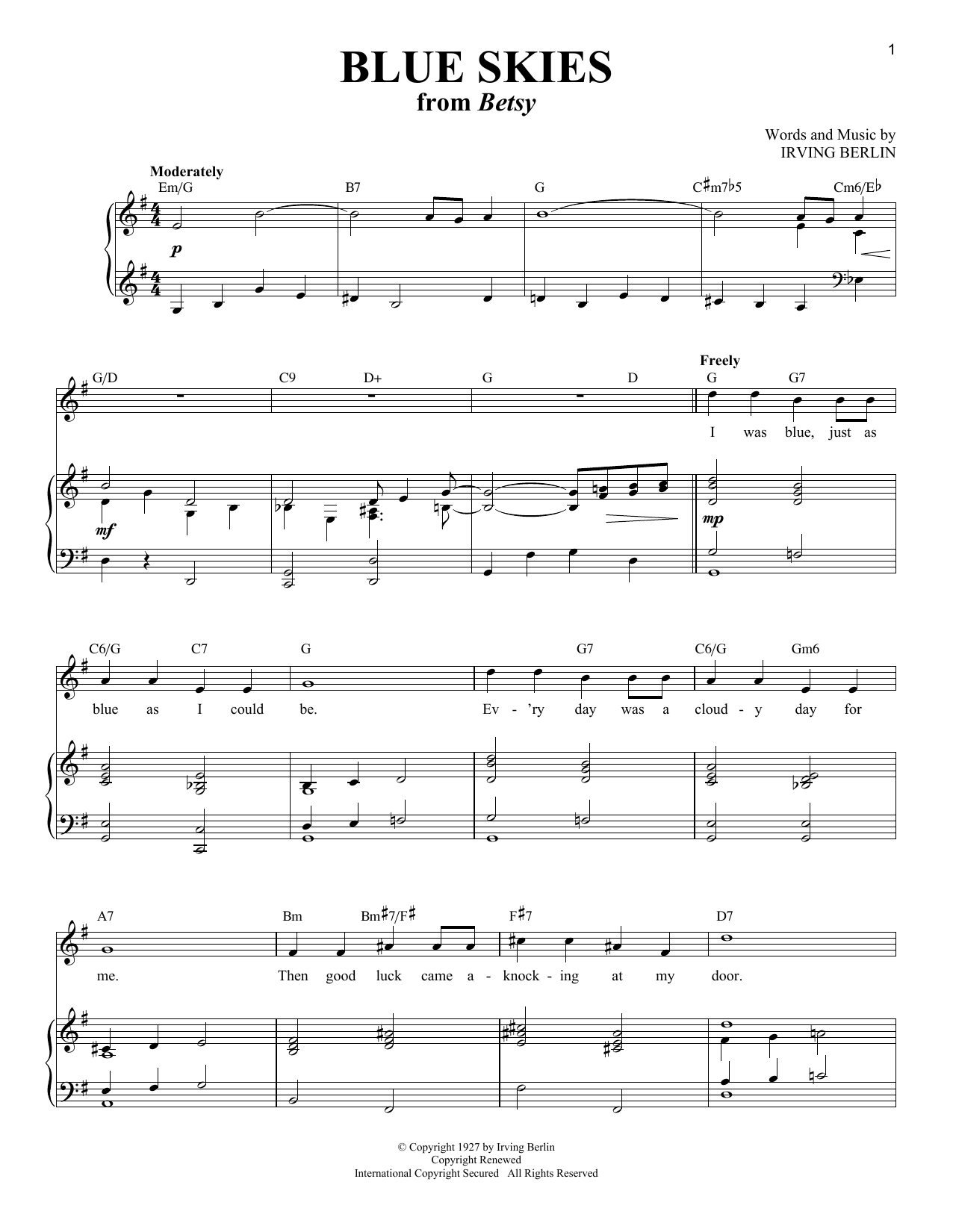 Product picture to:  Blue Skies - Irving Berlin