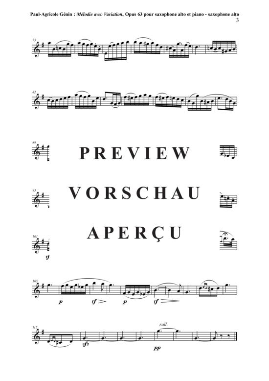 Product gallery: Page 12 of 12 Mélodie avec Variation, Opus 63 , , (alto saxophone + piano)