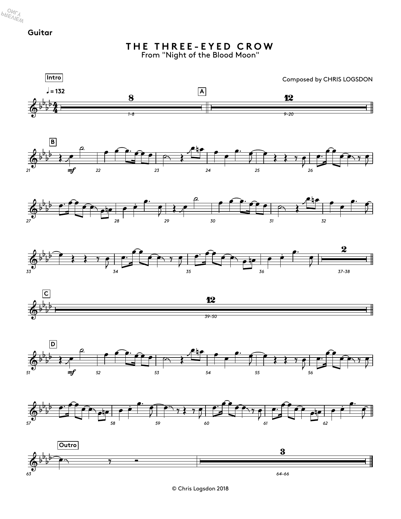 Produktbild zu: The Three-Eyed Crow (from Night of the Blood Moon) - Guitar