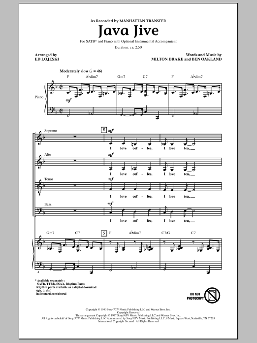 Produktbild zu: Java Jive (arr. Ed Lojeski)