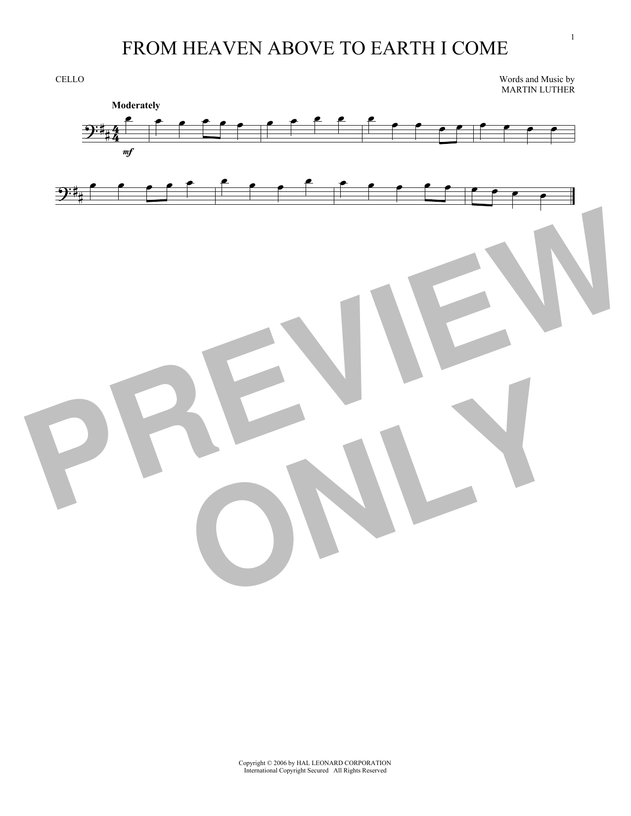 Produktgalerie: Seite 1 von 1 From Heaven Above To Earth I Come, Martin Luther, Violoncello