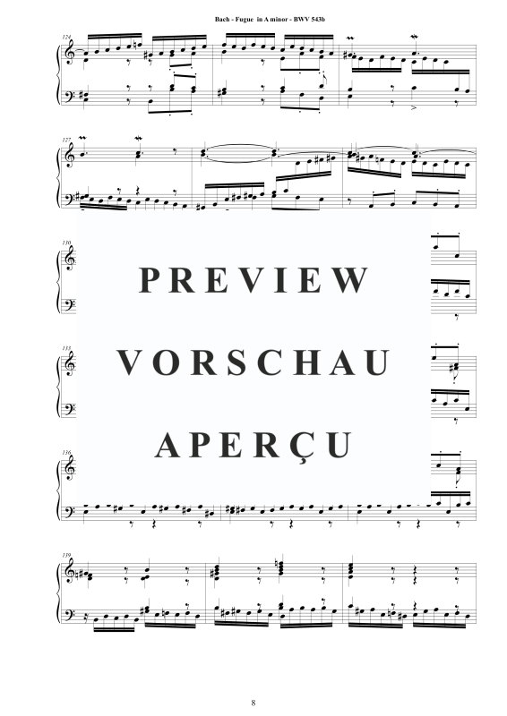 Produktgalerie: Seite 9 von 10 Fuge in A-Moll BWV 543b - Piano Version, , Klavier Solo