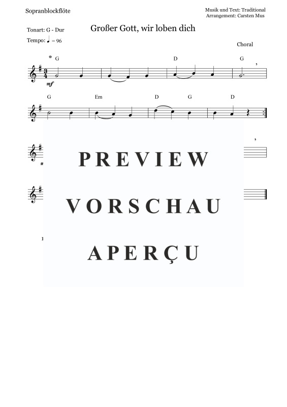 Product picture to: Großer Gott, wir loben dich (G-Dur)Traditional