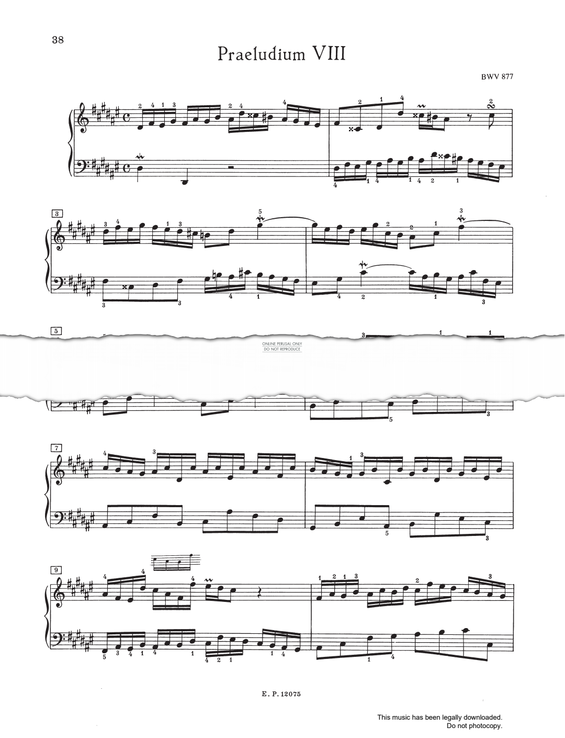 Produktbild zu: Prelude And Fugue No.8 in D# minor, BWV 877 (from 'The Well-Tempered Klavier Book II')