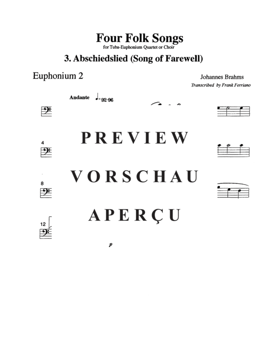 Product gallery: Page 17 of 21 Four Brahms Folk Songs , , (Tuba Quartett EETT)