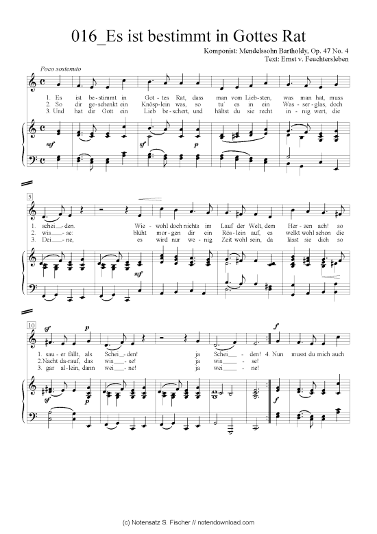 Product picture to: Es ist bestimmt in Gottes Rat Felix Mendelssohn Bartholdy (1809-1947)
