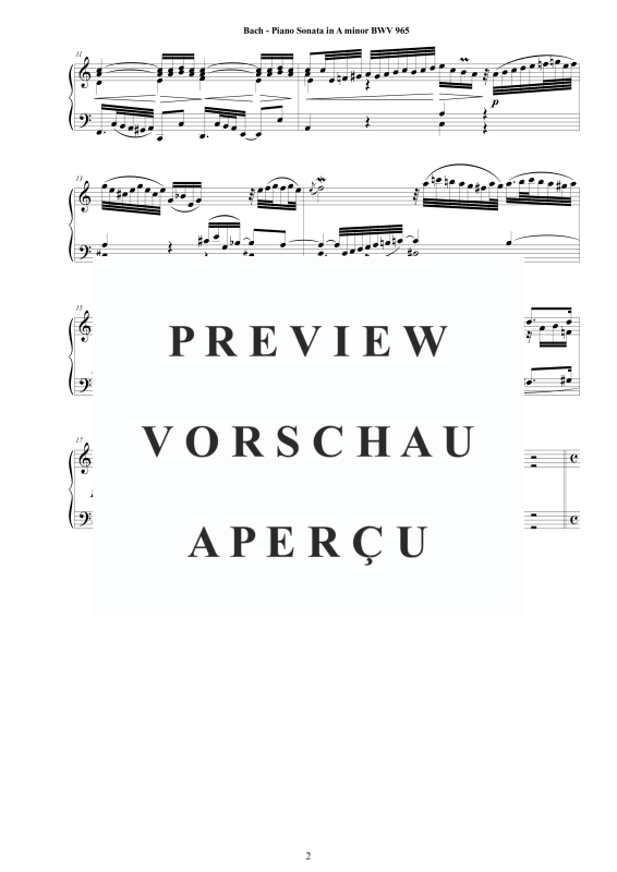 Produktgalerie: Seite 3 von 11 Klavier Sonate in A-Moll BWV 965 - nach Johann Adam Reincken, , Klavier Solo