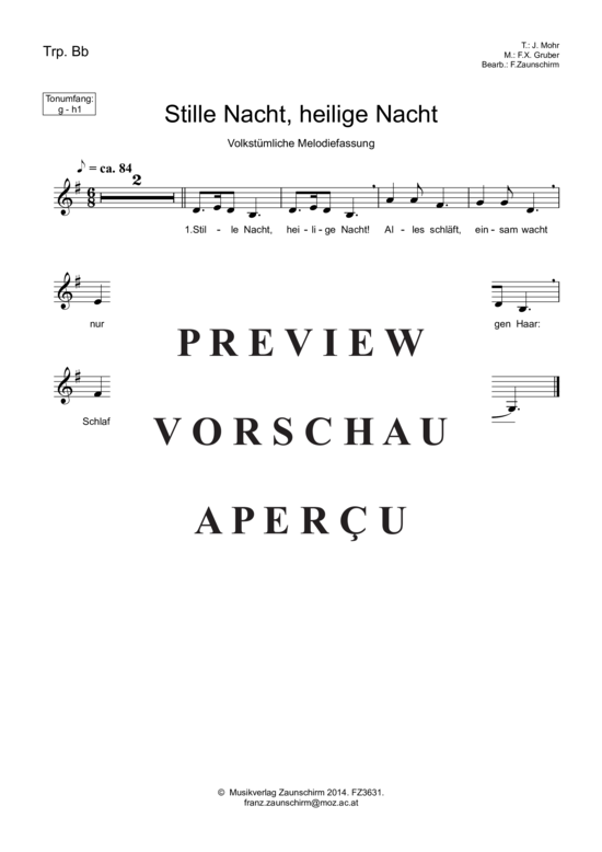 Produktgalerie: Seite 3 von 4 Stille Nacht, heilige Nacht , , (Trompete in B + Klavier)
