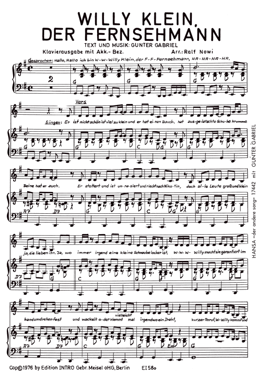 Produktbild zu: Willy Klein, der FernsehmannGunter Gabriel