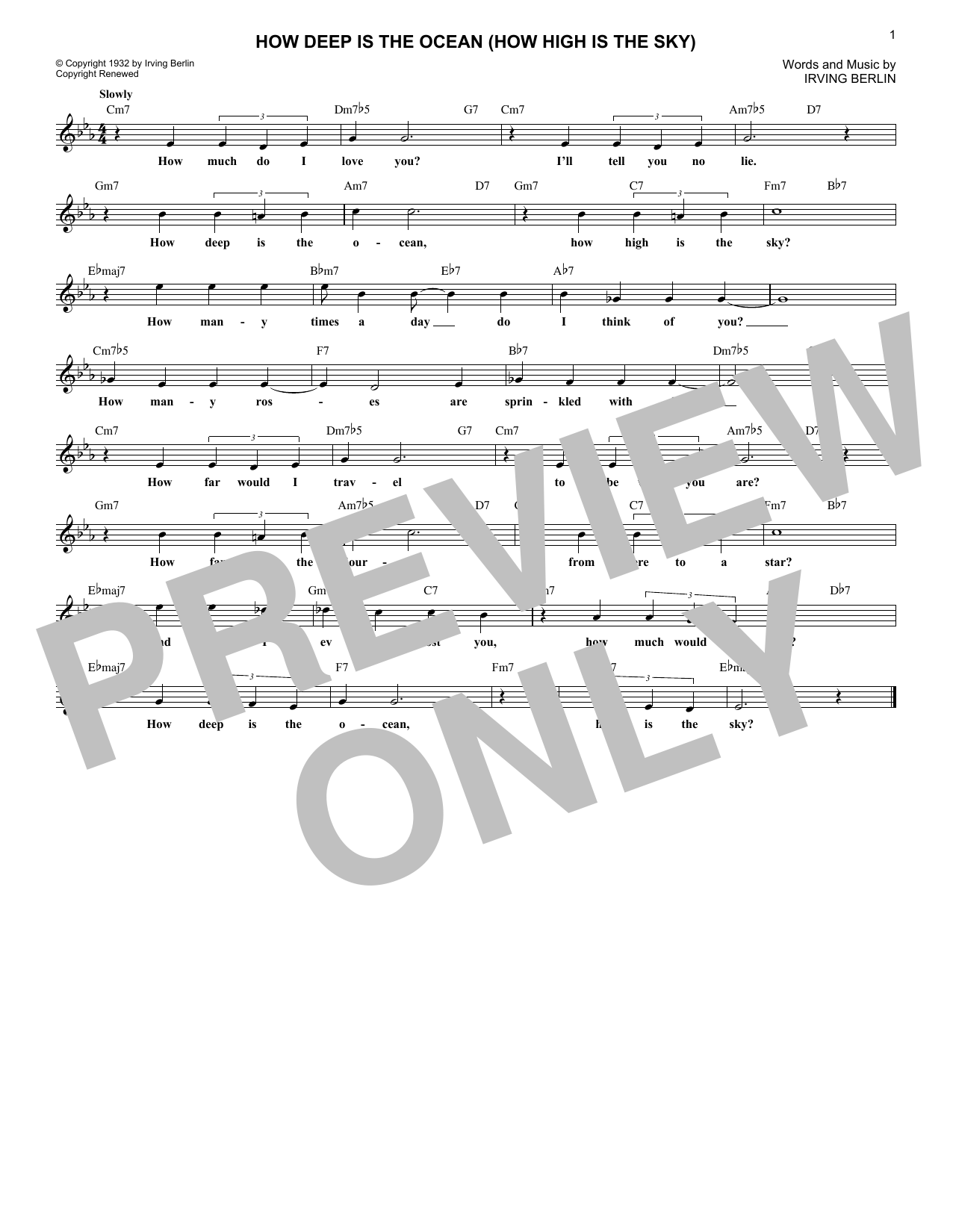 Product gallery: Page 1 of 1 How Deep Is The Ocean (How High Is The Sky), Irving Berlin