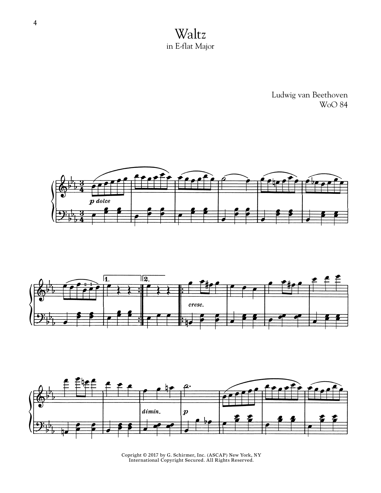 Product gallery: Page 1 of 1 Waltz In E-Flat Major, WoO 84, Ludwig Van Beethoven