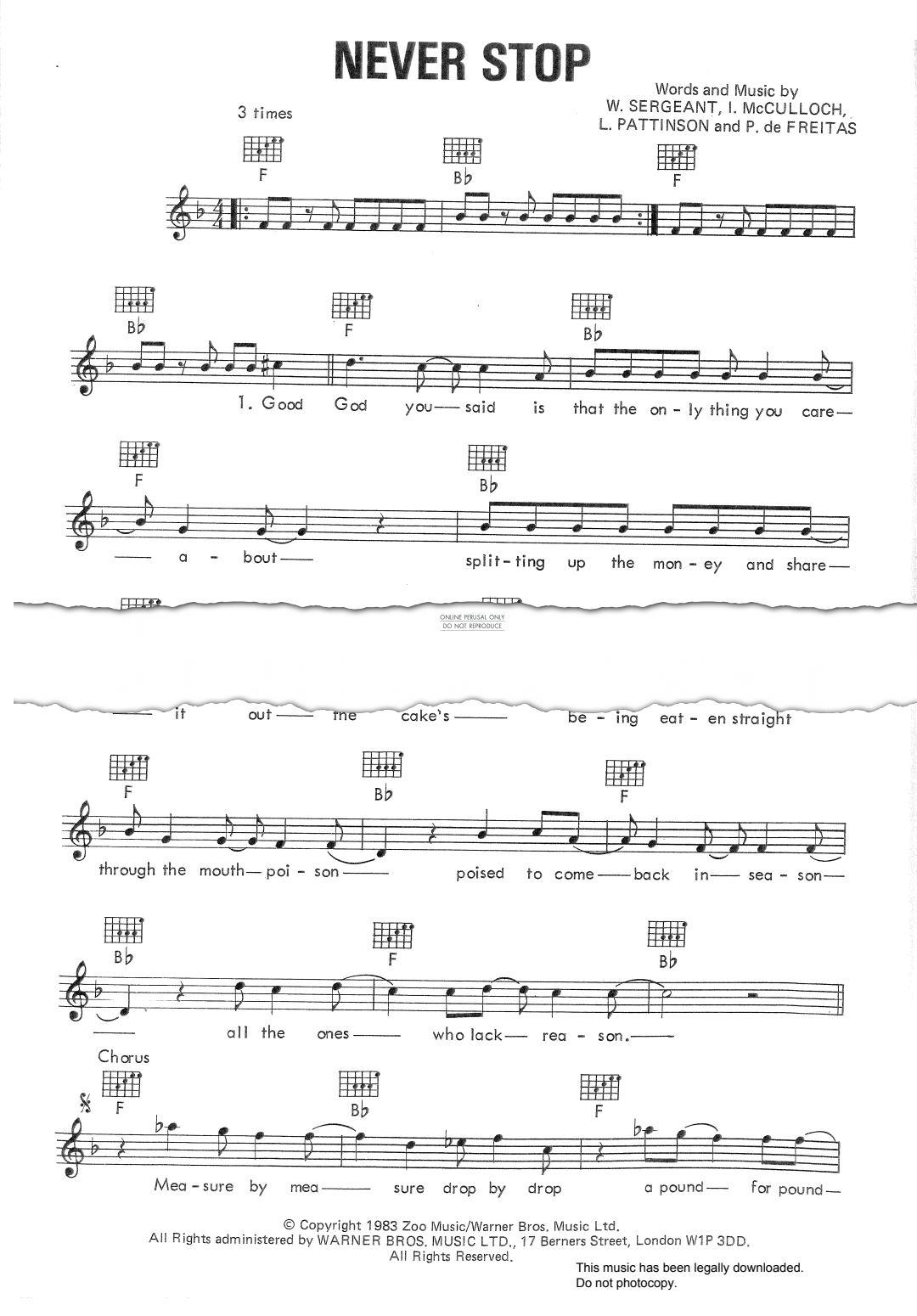 Product gallery: Page 1 of 1 Never Stop, Echo & The Bunnymen