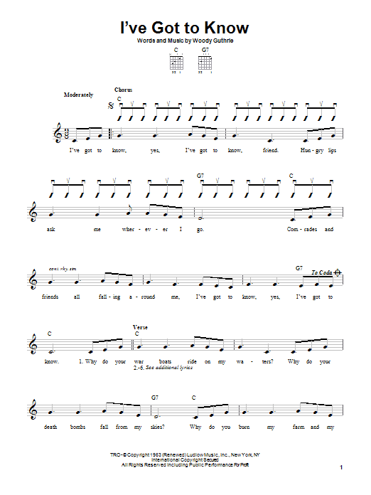 Product gallery: Page 1 of 1 I've Got To Know, Woody Guthrie