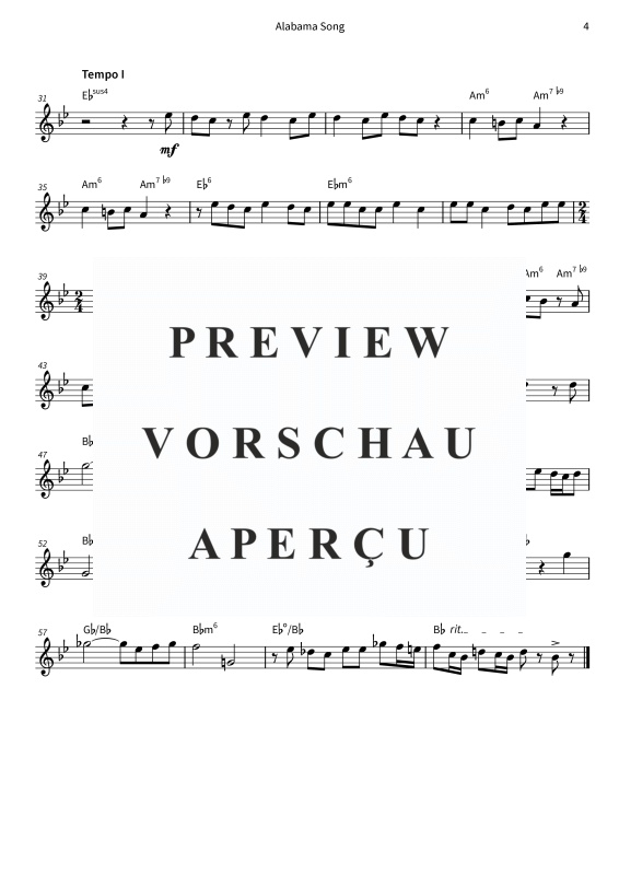 gallery: Alabama Song, , (Querflöte Solo & Akkorde - Leadsheet)