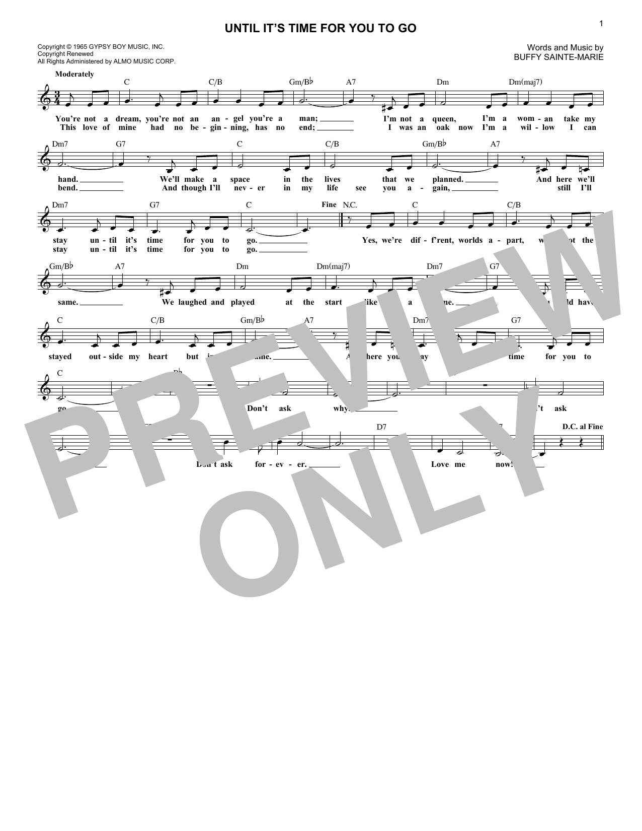 Product gallery: Page 1 of 1 Until It's Time For You To Go, Buffy Sainte-Marie