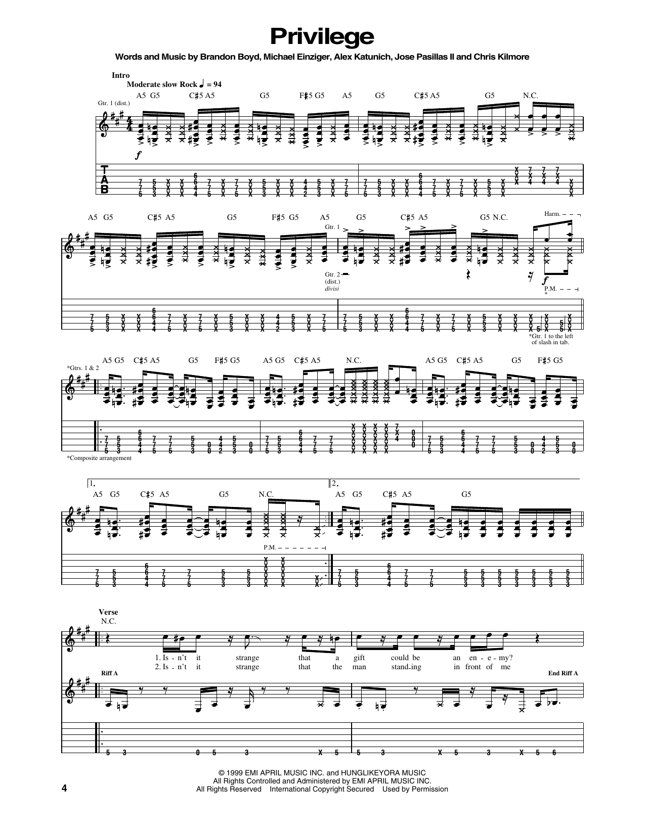 Produktgalerie: Seite 1 von 1 Privilege, Incubus, Gitarre